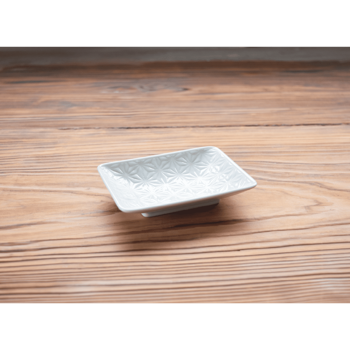 麻の葉ホワイト Wスクエアプレート(S)